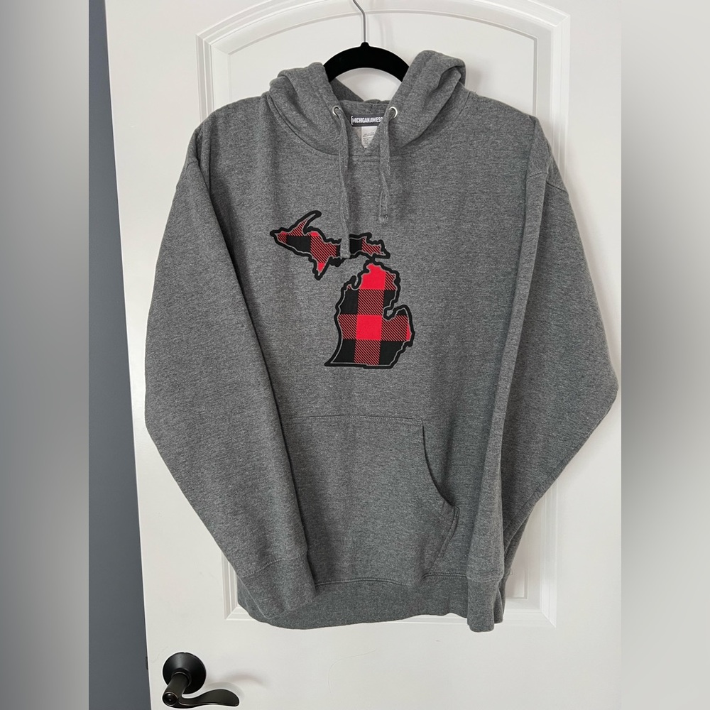 NWOT Michigan Awesome Buffalo Plaid Michigan Hoodie - L